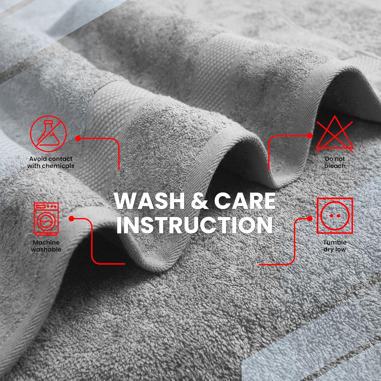 Infinitee Xclusives Luxury 100% Ring-Spun Cotton Bath Towels Set of 4 (27x54 inches) – Soft, Absorbent & Quick-Drying Towels for Bathroom, Gym, Spa & Hotel Use (Charming Grey, Bath Towels)
