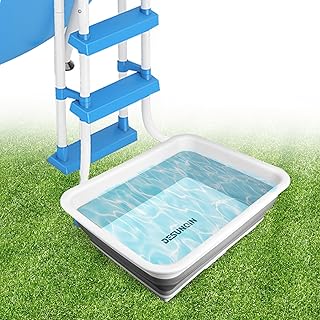 11.8" x 7.87" x 4.5" Pool Foot Bath Tray for Swimming Pool, Non- Slip Collapsible Foot Bath for Pool, Portable Foot Tub for Pool for Above Ground Pool Accessories, Rinse Feet Keep Pool Clean