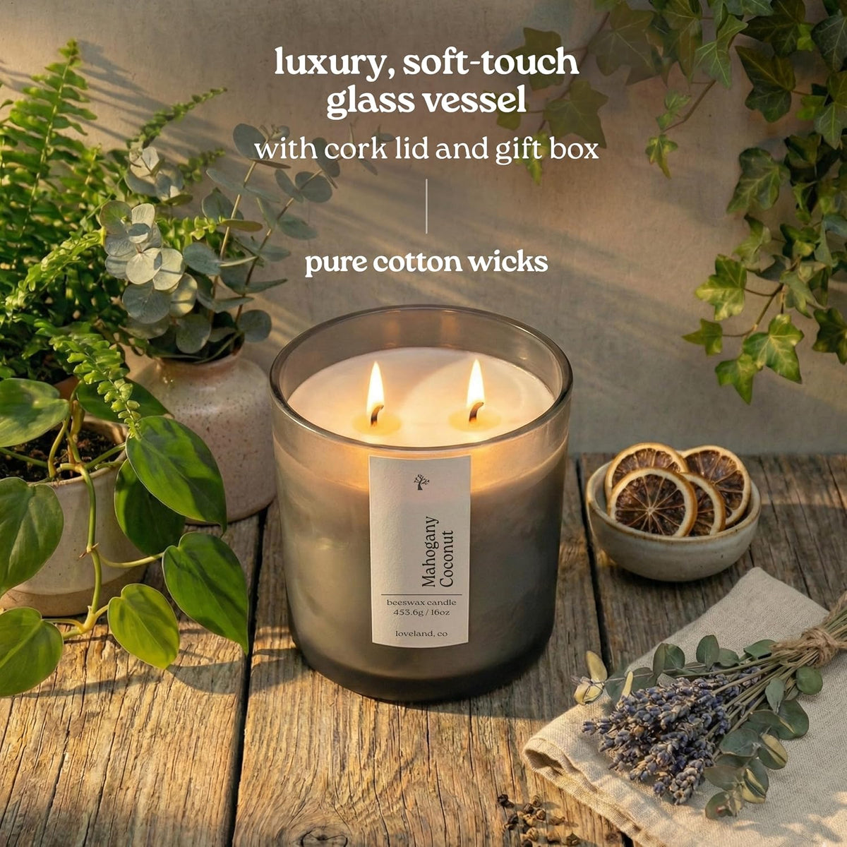 Aspen & Oak Non Toxic Beeswax Candle 16oz - Mahogany Coconut