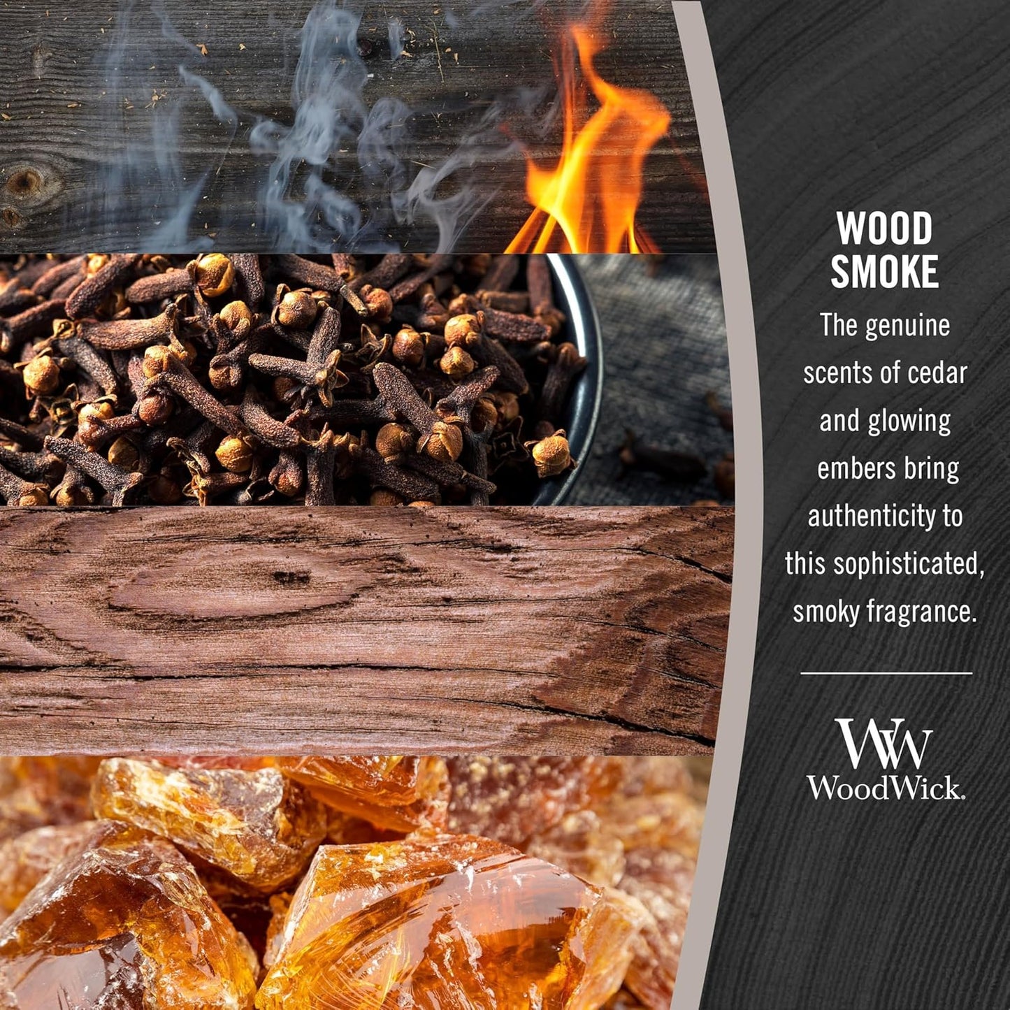 WoodWick Wood Smoke Hourglass Candle 9.7 oz. Medium Fall Candle with Crackling Wick for Smooth Burn Aromatherapy Soy Wax Blend