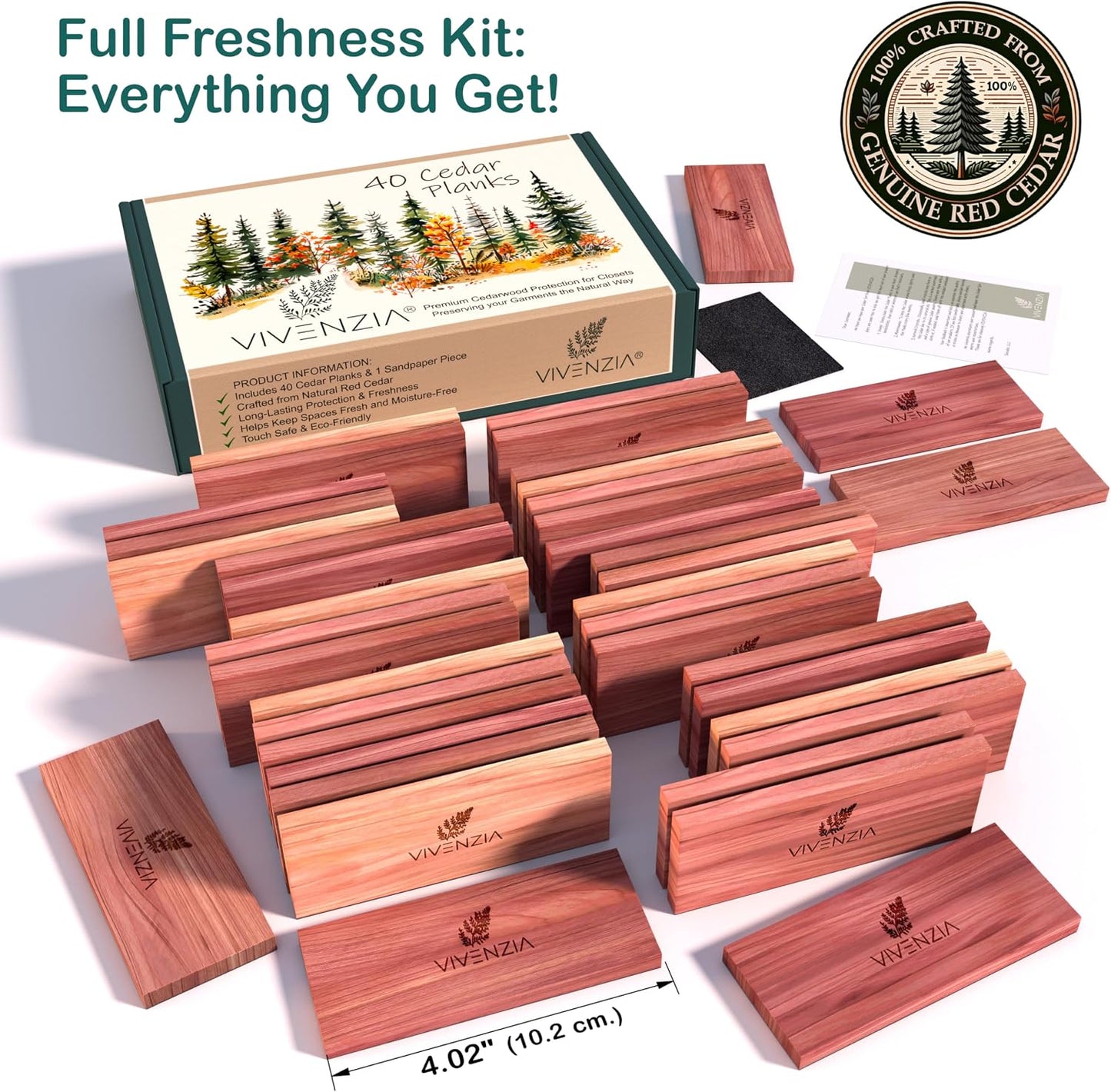 Cedar Blocks for Clothes Storage, 40 Cedar Planks, Cedar Blocks for Closet, Cedar for Closets, Natural Closet Smell Eliminator,Natural Closet Deodorizer,Drawer Fresheners for Dresser