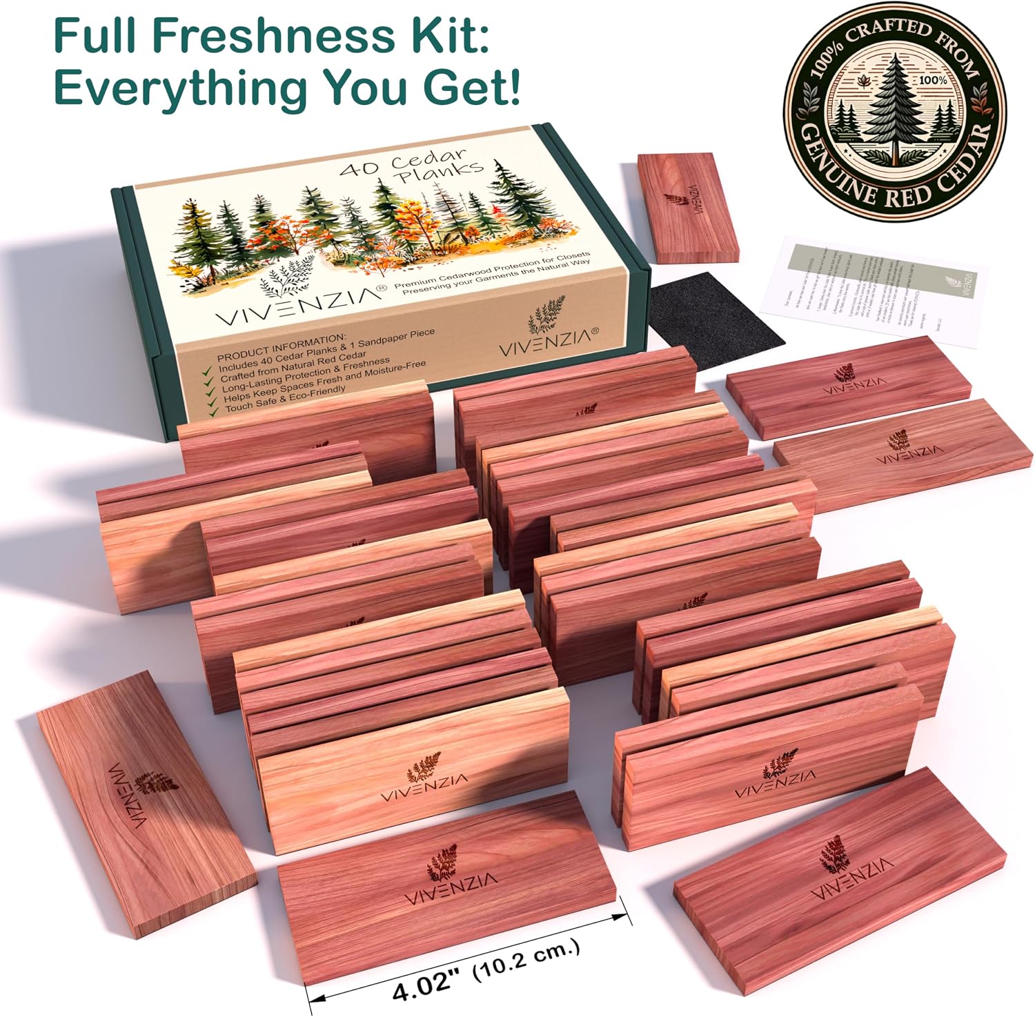Cedar Blocks for Clothes Storage, 40 Cedar Planks, Cedar Blocks for Closet, Cedar for Closets, Natural Closet Smell Eliminator,Natural Closet Deodorizer,Drawer Fresheners for Dresser