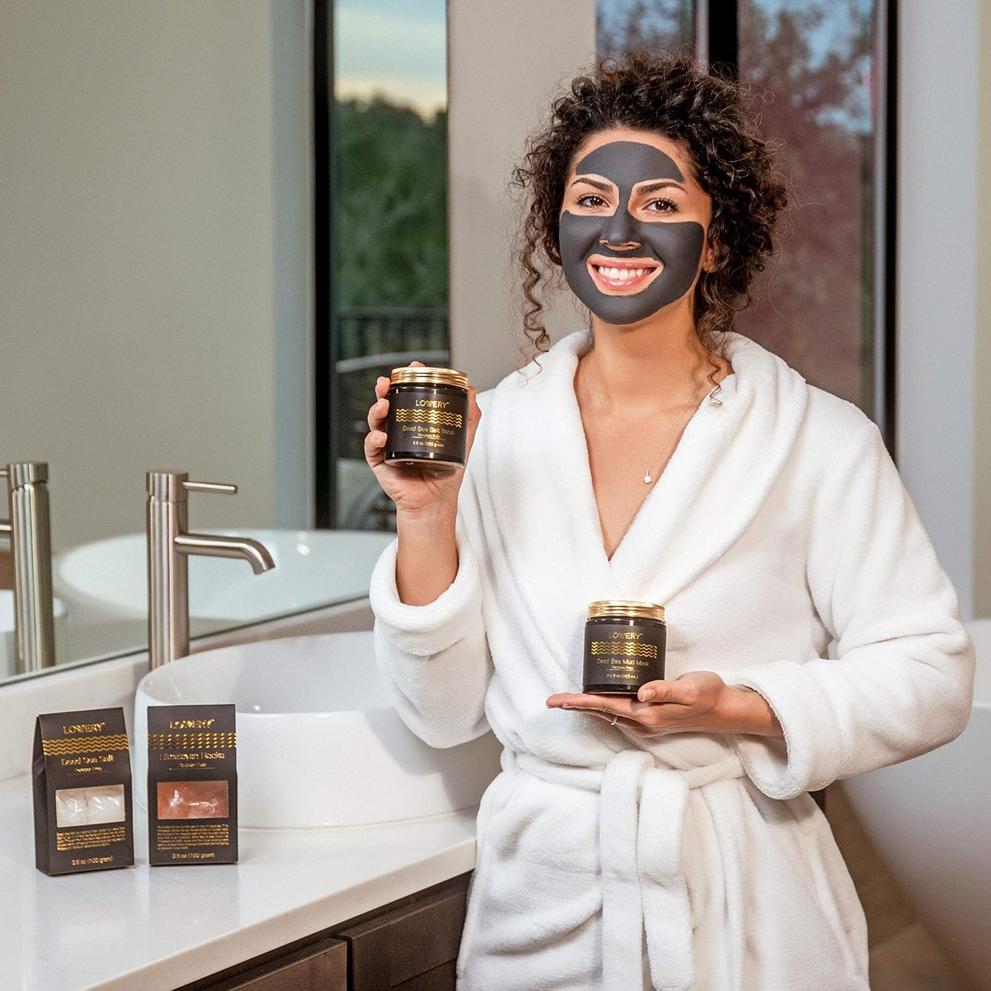 Gifts for Him, Dead Sea Minerals Spa Gift Box for Women & Men, Self Care Kit, Pink Himalayan Rocks, Dead Sea Bath Salt, Body Scrub & Mud Mask - Birthday, Thank You, Gift for Her