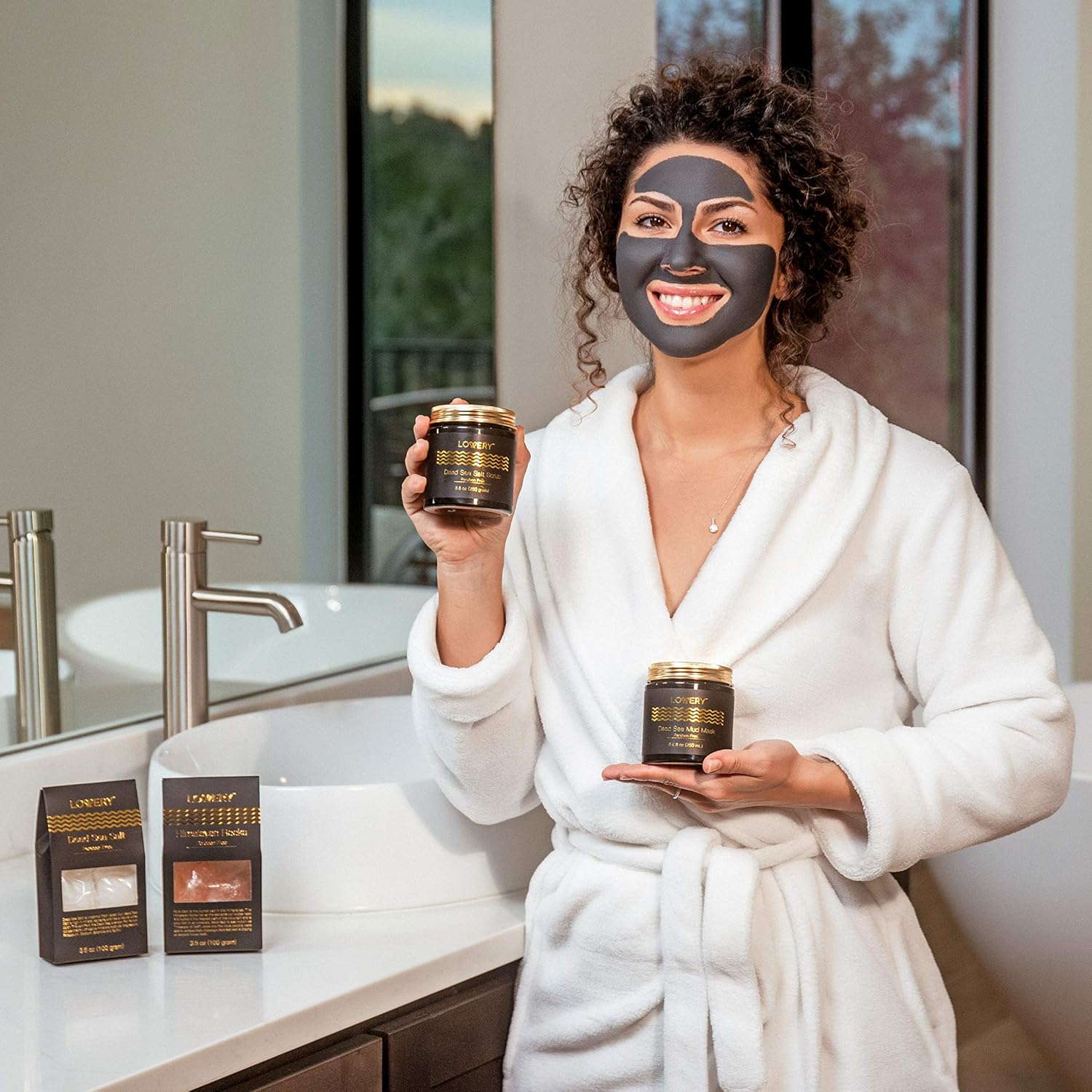 Gifts for Him, Dead Sea Minerals Spa Gift Box for Women & Men, Self Care Kit, Pink Himalayan Rocks, Dead Sea Bath Salt, Body Scrub & Mud Mask - Birthday, Thank You, Gift for Her