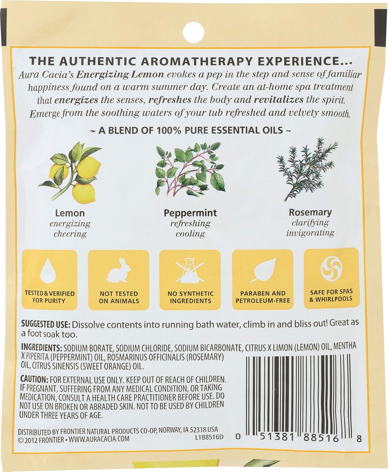 Aura Cacia Aromatherapy Mineral Bath, Energizing Lemon, 2.5 ounce packet (Pack of 3)