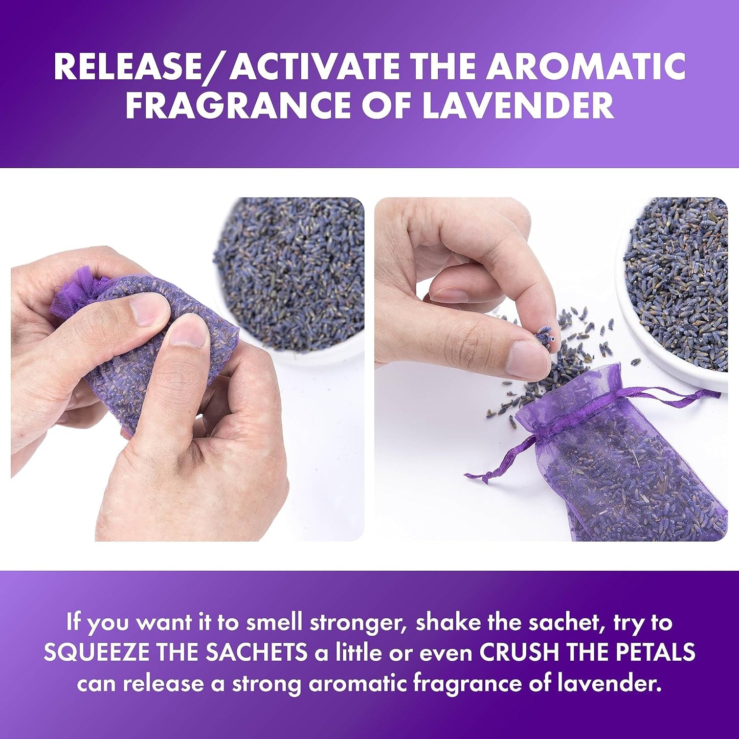 Lavande Sur Terre French Lavender Sachets for Drawers and Closets Fresh Scents, Set of 48, Home Fragrance Sachet for Closets and Drawers, Purple, LV-C-48-1