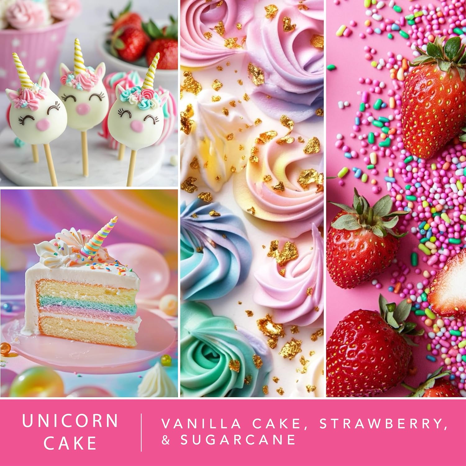 ScentSationals Unicorn Cake Scented Wax Melts - Vanilla Cake, Strawberry, & Sugarcane, 10oz (24 Cubes)