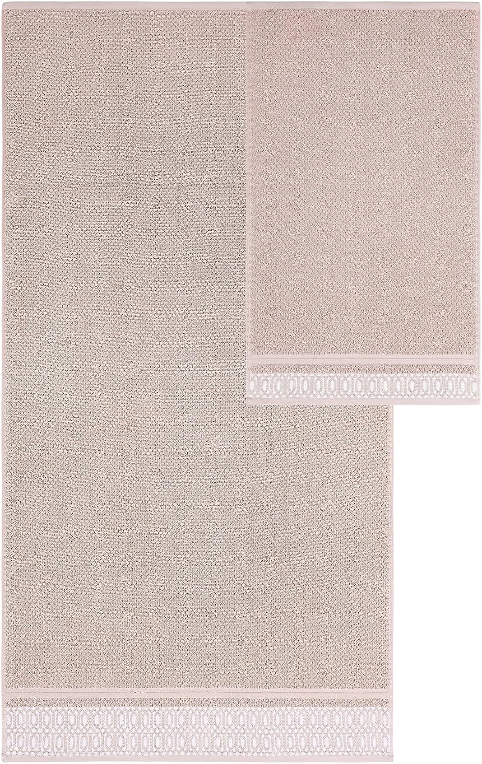 Modern Threads Astra 6-Piece 100% Cotton Towel Set – Jacquard Geometric Pattern – Includes 2 Bath Towels, 2 Hand Towels, 2 Washcloths – Absorbent, Quick Dry, Soft & Durable – Blush Pink
