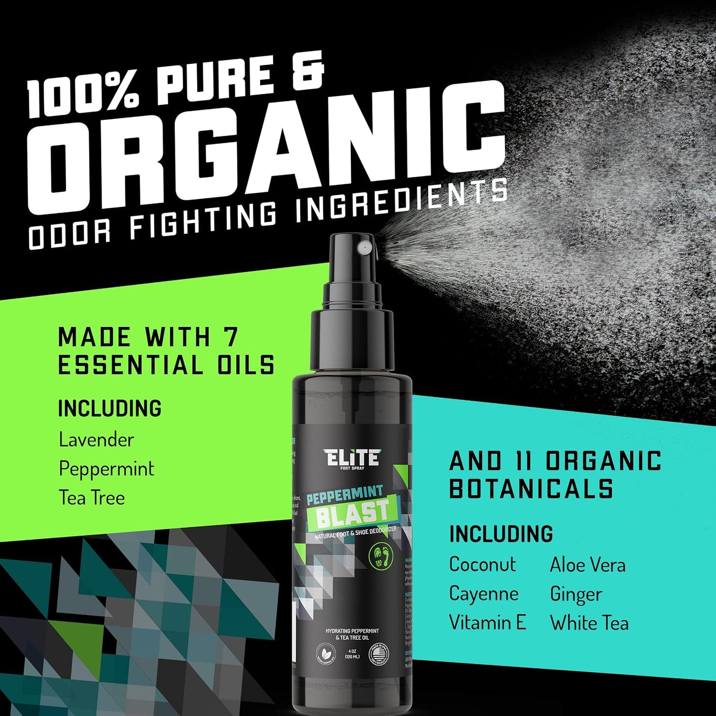 Elite Sportz Shoe Deodorizer (800+ Sprays) - Foot Spray and Shoe Odor Eliminator - No More Smelly Shoes or Stinky Feet with our Peppermint Shoe Freshener - Small Gift for Men & Women