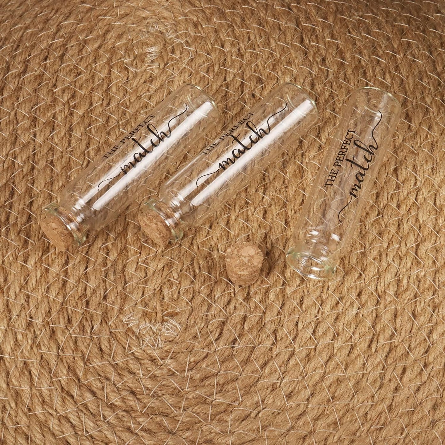 Klmnop 24 Pcs Empty Matches Jars with Cork Top, Bulk Glass Match Holder with Decorative Twine for DIY Wedding Matches Favors Party Favors Guests Gifts(Clear)