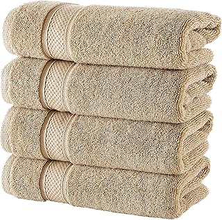 NOVA Luxury Linen - Hotel Quality Turkish Towel Set for Bathroom (4 Pcs Hand Towel Set, Warmsand Beige)