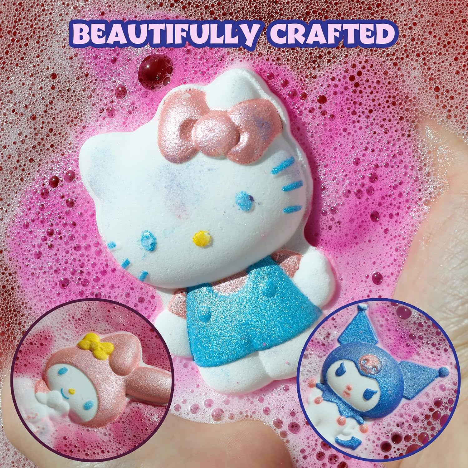 Hello Kitty and Friends Bath Bombs for Kids, Fun Bright Rainbow Colors, Berry Scented for Kids, Ages 3+, by Townley Girl