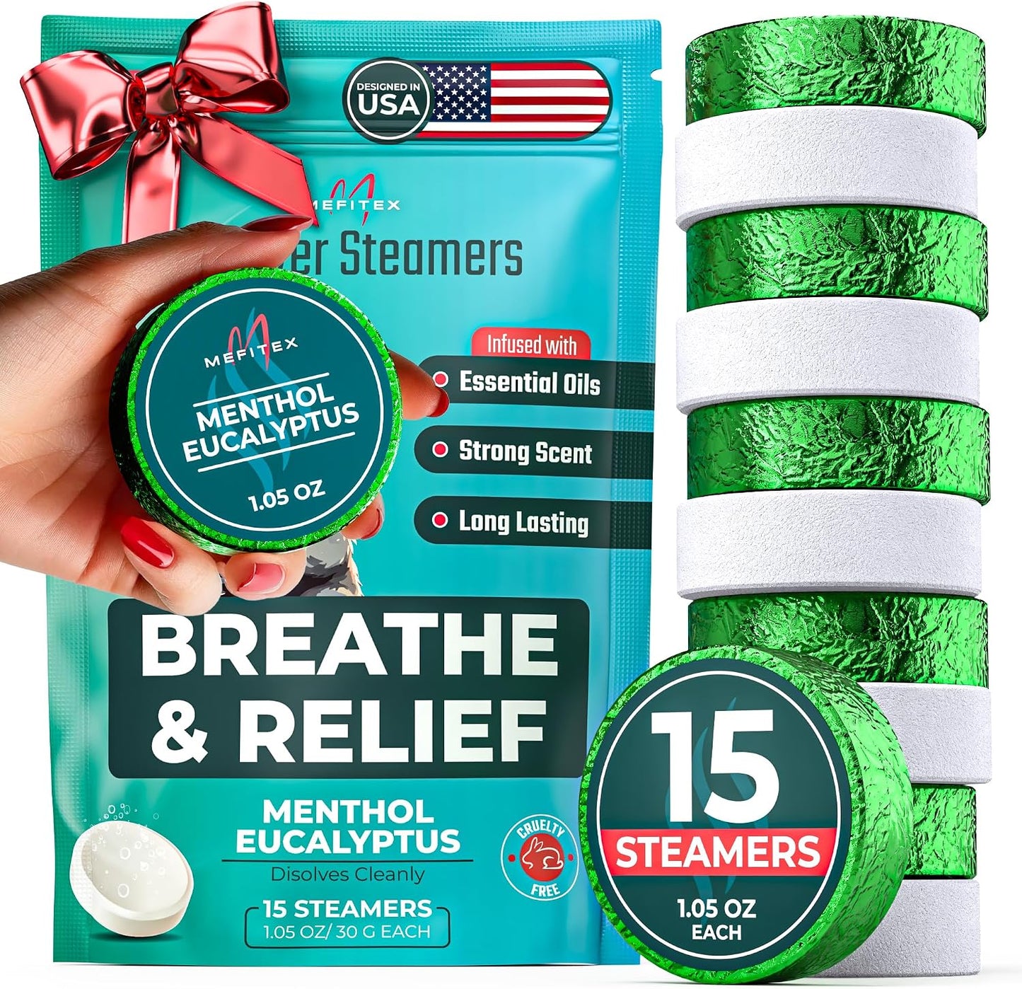 Shower Steamers for Men & Women 30 Pack – Menthol & Eucalyptus Aromatherapy Shower Steamers