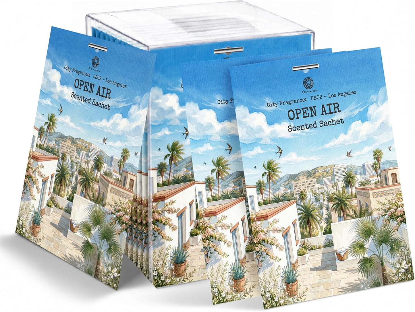 US02-Los Angeles Open Air Scented Sachets for Closets, Drawers & Cars, 12 Pack