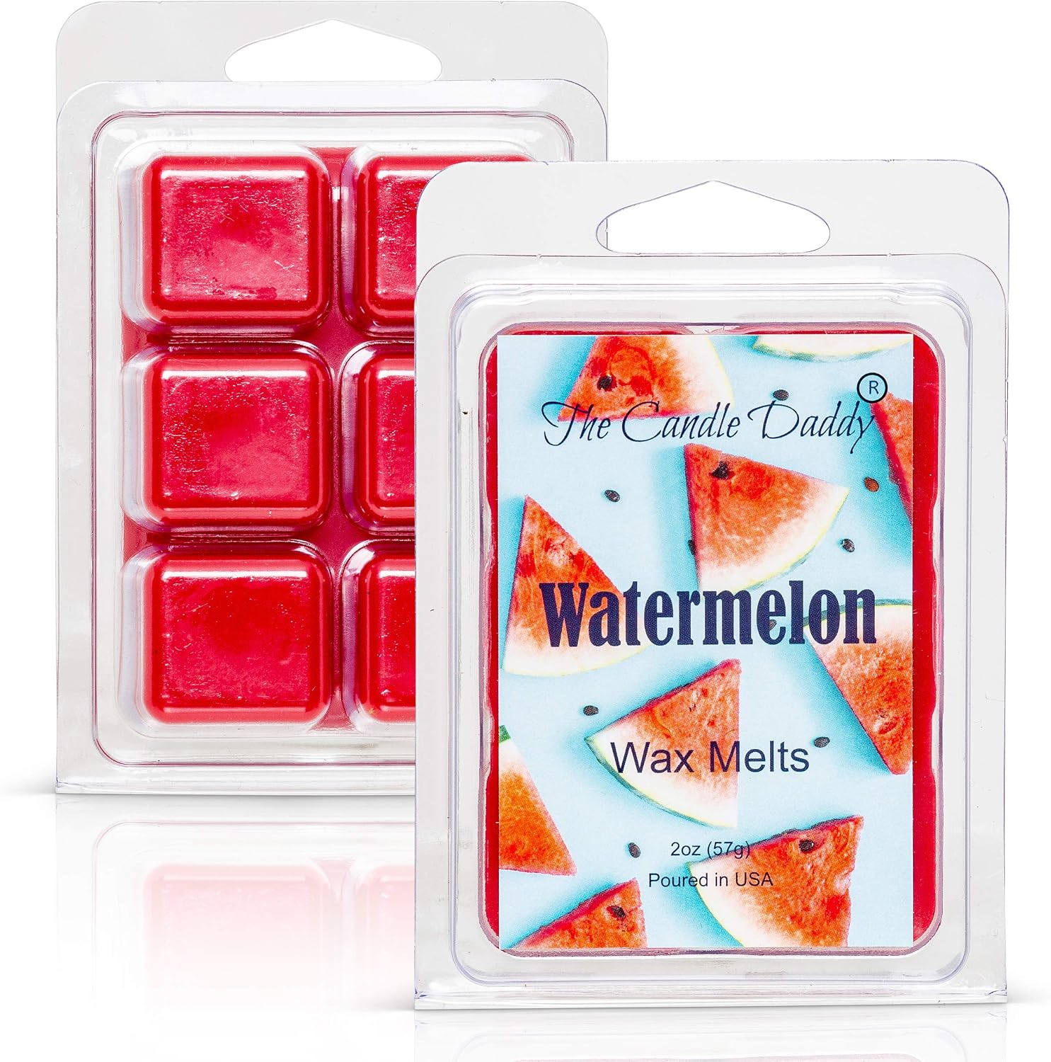 Watermelon - Sweet, Sugary Fruit Scented Melt- Maximum Scent Wax Cubes/Melts- 1 Pack -2 Ounces- 6 Cubes Gift for Women, Men, BFF, Friend, Wife, Mom, Birthday, Sister, Daughter, Long Lasting Wax Tart
