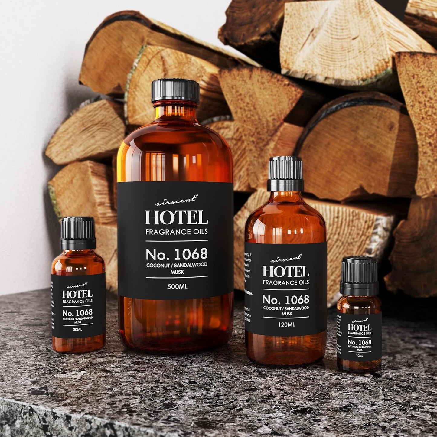 AirScent Hotel Diffuser Oil No. 1068 - Coconut Pina Colada Sandalwood - Premium Fragrance Oil for Ultrasonic and Waterless Diffusers and Crafting - 10 mL, 0.34 fl oz Glass Dropper Bottle