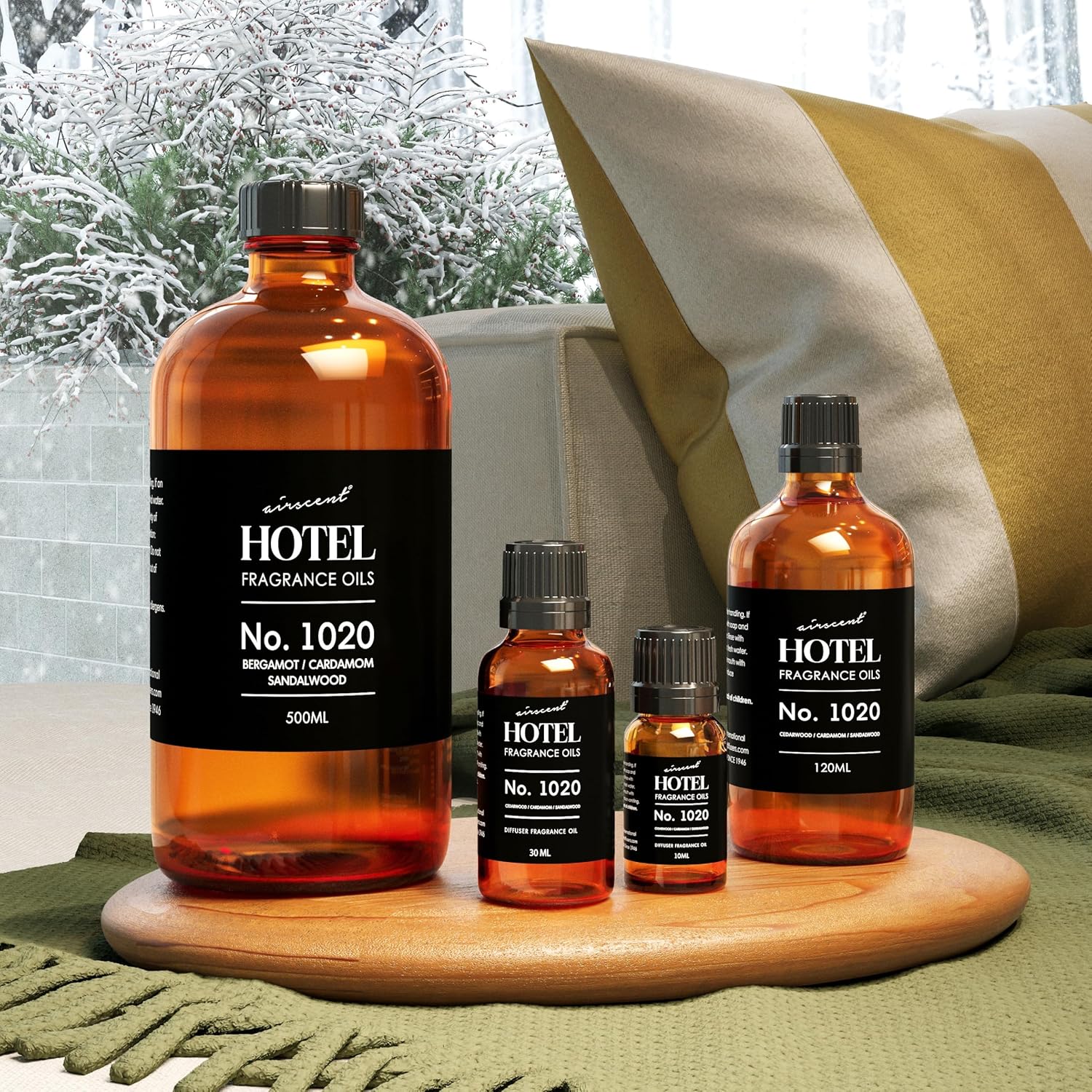 AirScent Hotel Diffuser Oil No. 1020 - Bergamot Cardamom Sandalwood - Hotel Scent Dupe - Premium Fragrance Oil for Ultrasonic and Waterless Diffusers and Crafting - 10 mL, 0.34 fl oz Glass Bottle