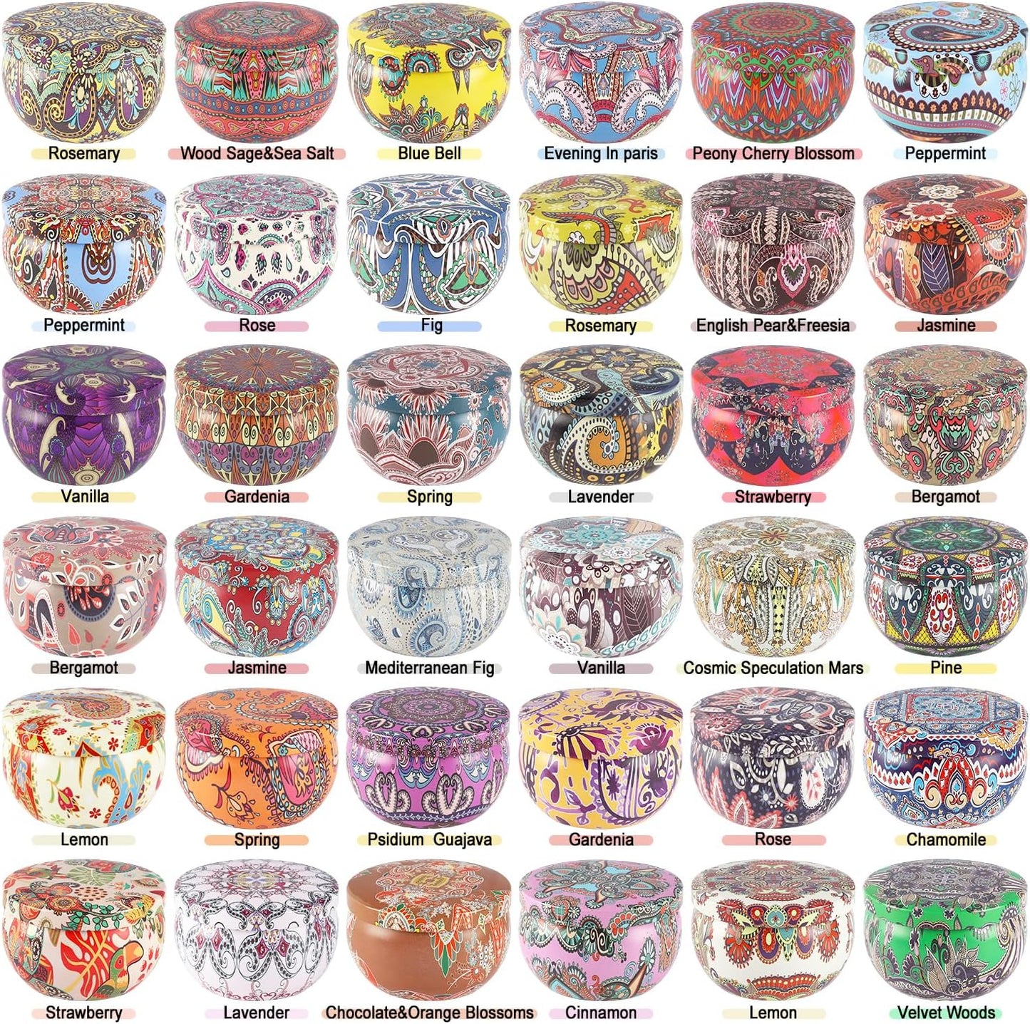 Scented Candles Gifts Set of 36, 2.5 oz Soy Wax Aromatherapy Travel Tin Jar Candles for Family,Colleagues,Friends, Teachers,Thank You Gifts