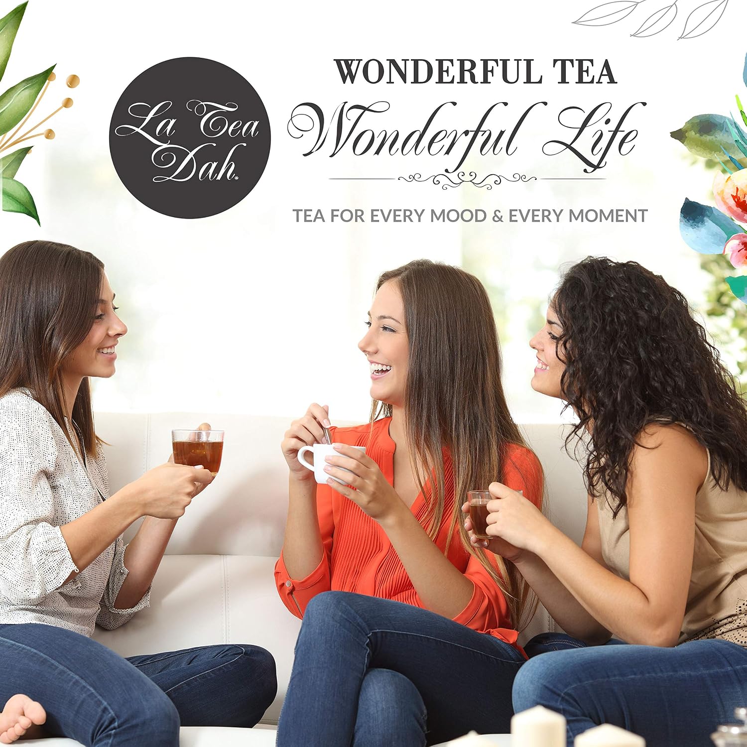Lemon Lavender Green Tea by La Tea Dah, Antioxidant Rich Tea Made with Lightly Caffeinated Green Tea Leaves, Lemongrass, & Lavender Flowers, Floral Tea Gift Collection (12 Sachets)