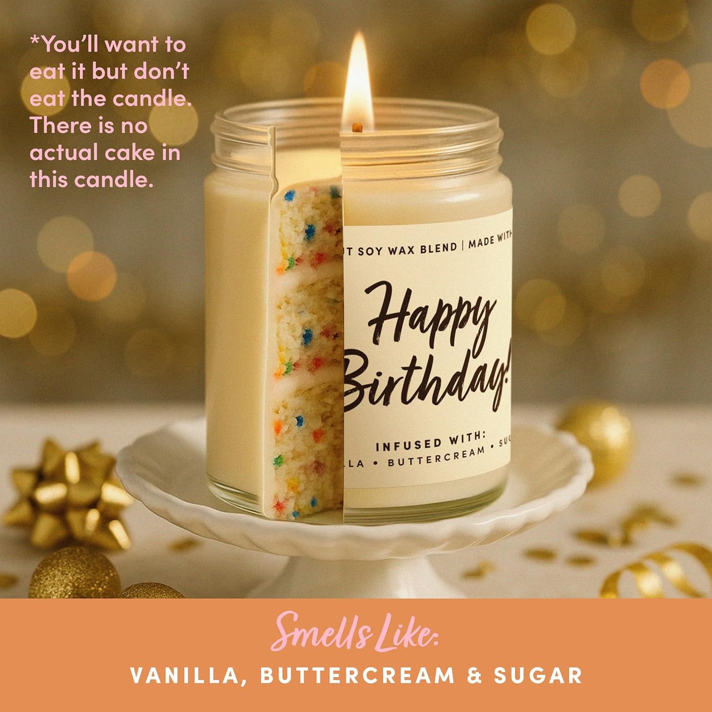 WAX & WIT Birthday Gifts for Women, Happy Birthday Candle – Scented with Vanilla, Buttercream and Sugar - 9oz, Soy Wax, 50 Hour Burn, Premium Candle Gift for Her, Friend, Daughter, Sister, Wife