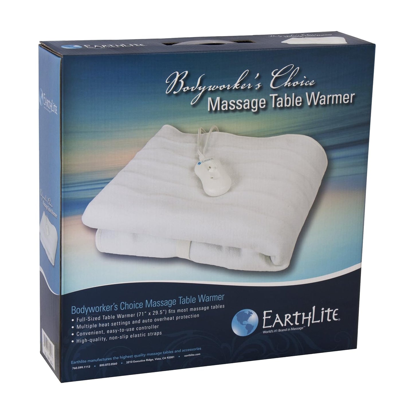 EARTHLITE Bodyworker’s Choice Massage Table Warmer – Adjustable Heat Settings, Soft Felt-Lined Heating Pad (30” x 71”) | Professional Quality Assurance