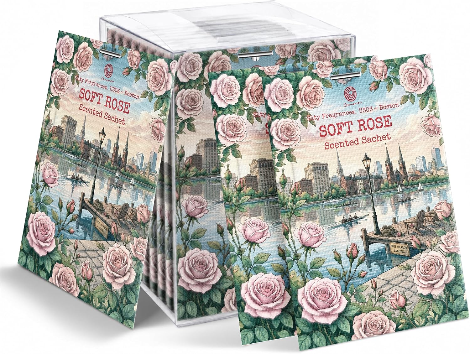 US06-Boston Soft Rose Sachets for Drawers, Closets & Cars, 12 Pack | Car Air Freshener sachets with Boston Soft Rose scent. Freshens closets, drawers, cars and small spaces.
