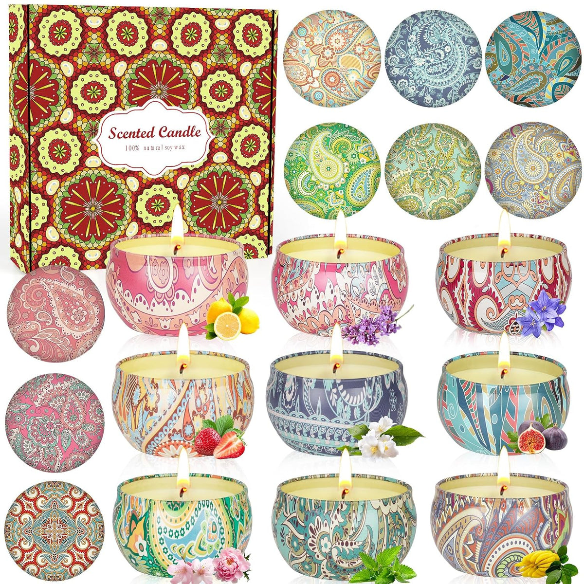 9 Pack 22.5oz in Total Scented Candles Gifts for Women