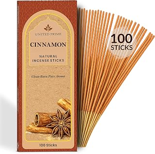 Pure Cinnamon Incense, 100 Insence Sticks, No Charcoal Clean Burning Stick Inscent, 100% Natural Organic Non Toxic, Sustainably Harvested, Spiritual Healing Positive Vibes Incense