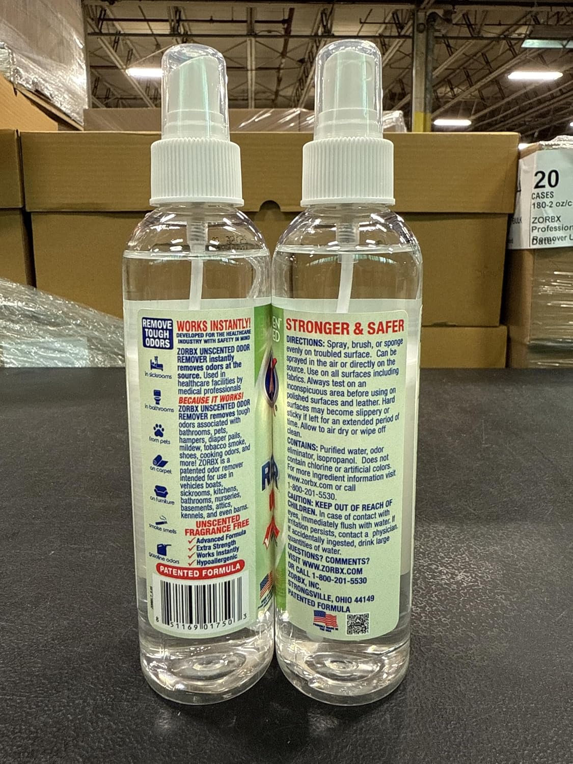 ZORBX Unscented Odor Eliminator Spray 7.5 Oz (2-Pack) – Hospital-Grade Permanent Odor Remover for Pet & Human Urine, Smoke & Strong Household Odors – Carpet, Upholstery, Mattress, Bathroom, Car & More