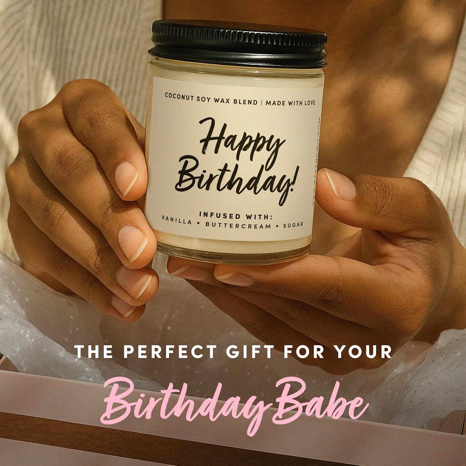 WAX & WIT Birthday Gifts for Women, Happy Birthday Candle – Scented with Vanilla, Buttercream and Sugar - 9oz, Soy Wax, 50 Hour Burn, Premium Candle Gift for Her, Friend, Daughter, Sister, Wife