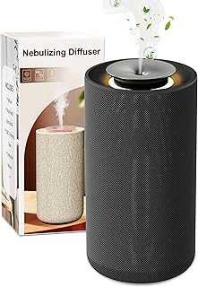 Waterless Essential Oil Diffuser for Home & Car,Fabric Covered with Ambient Light,2-in-1 Modes & Adjustable Mist Output,Cordless Portable Scent Machine with Auto Start-Stop,Fits 5/10/15ml