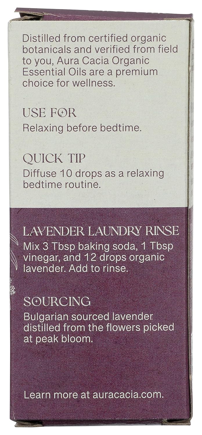 Aura Cacia, Organic Essential Oil Lavender, 0.25 Fl Oz