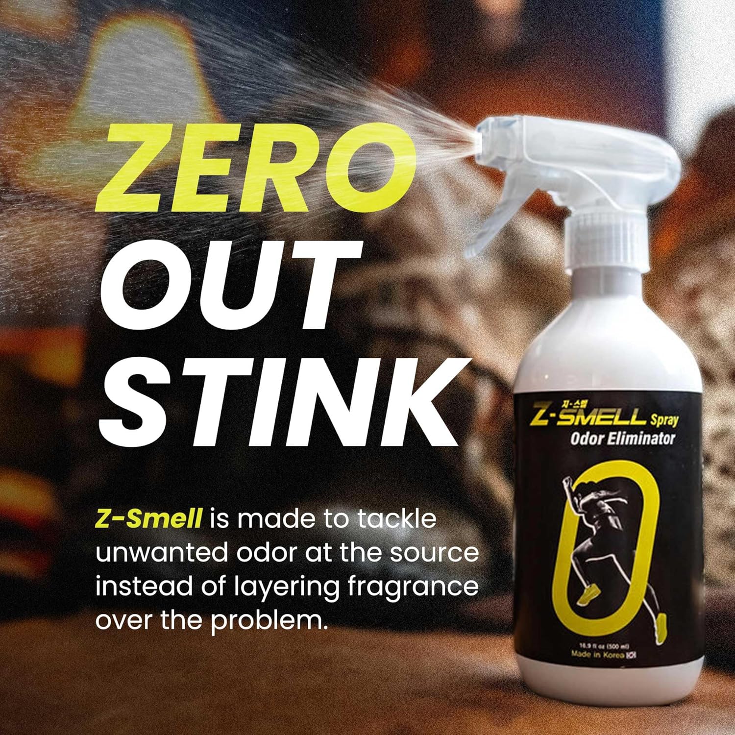 Z-Spray Odor Eliminator Spray – Bio-Based Enzyme Spray, Unscented & Made with No Harsh Chemicals – For Shoes, Pets, Gear, Car & Home – Safe for Kids & Animals – 500mL