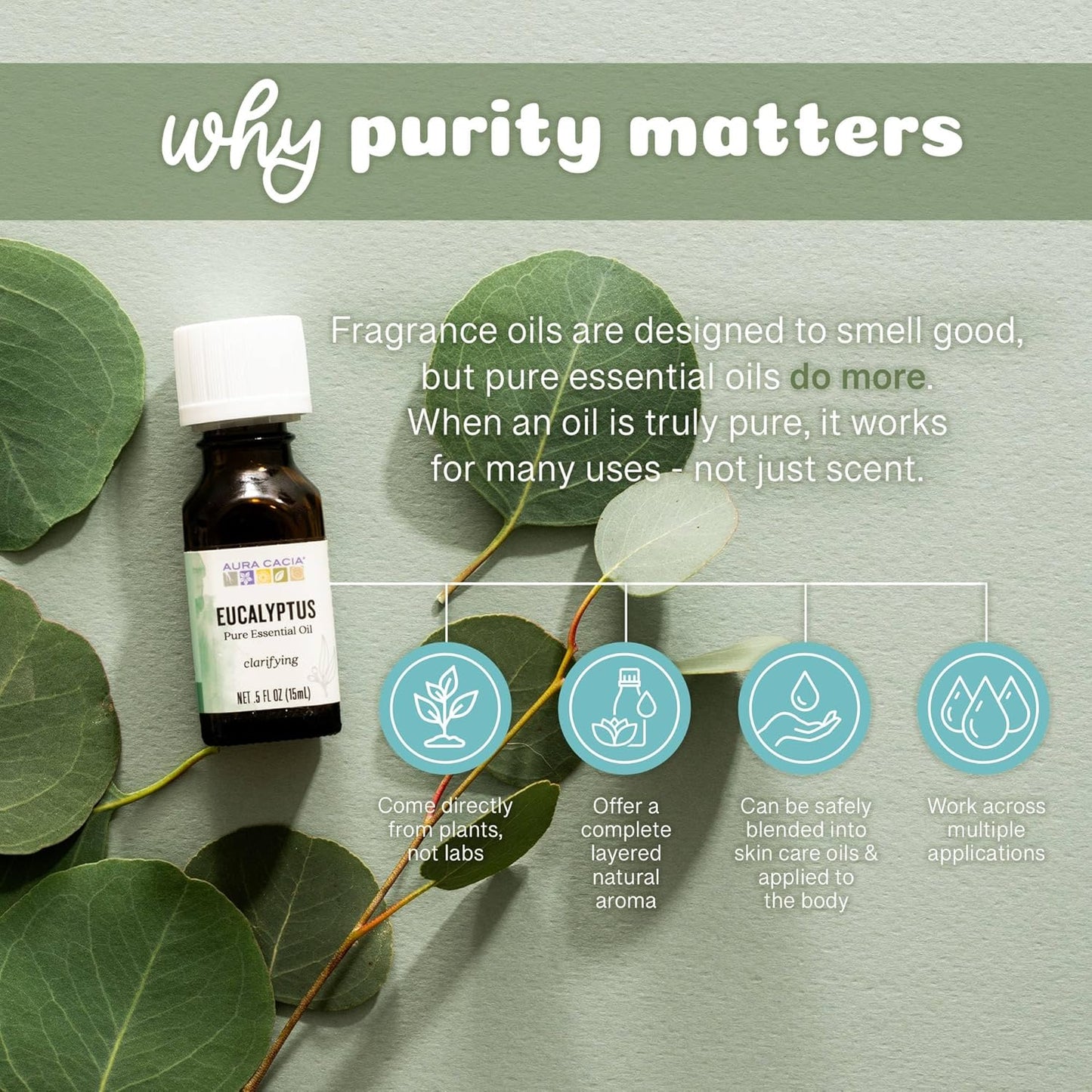 Aura Cacia Pure Essential Oil, Eucalyptus, 0.5 Fluid Ounce