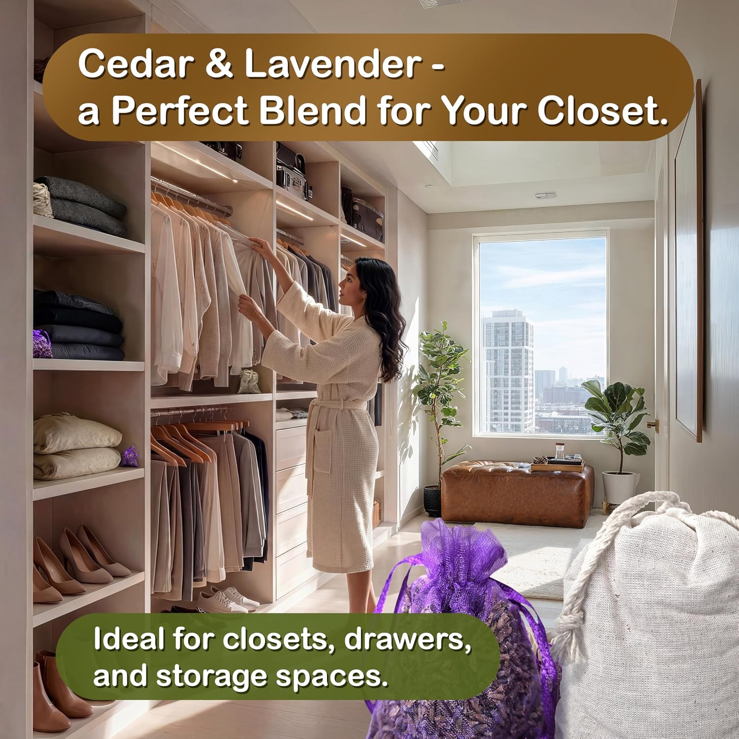 20 Pack Cedar Sachets & Lavender Sachets for Drawers and Closets- Cedar Chips for Clothes Storage- Dried Lavender Sachets for Clothes Storage- Drawer Fresheners for Dresser- Closet Deodorizer