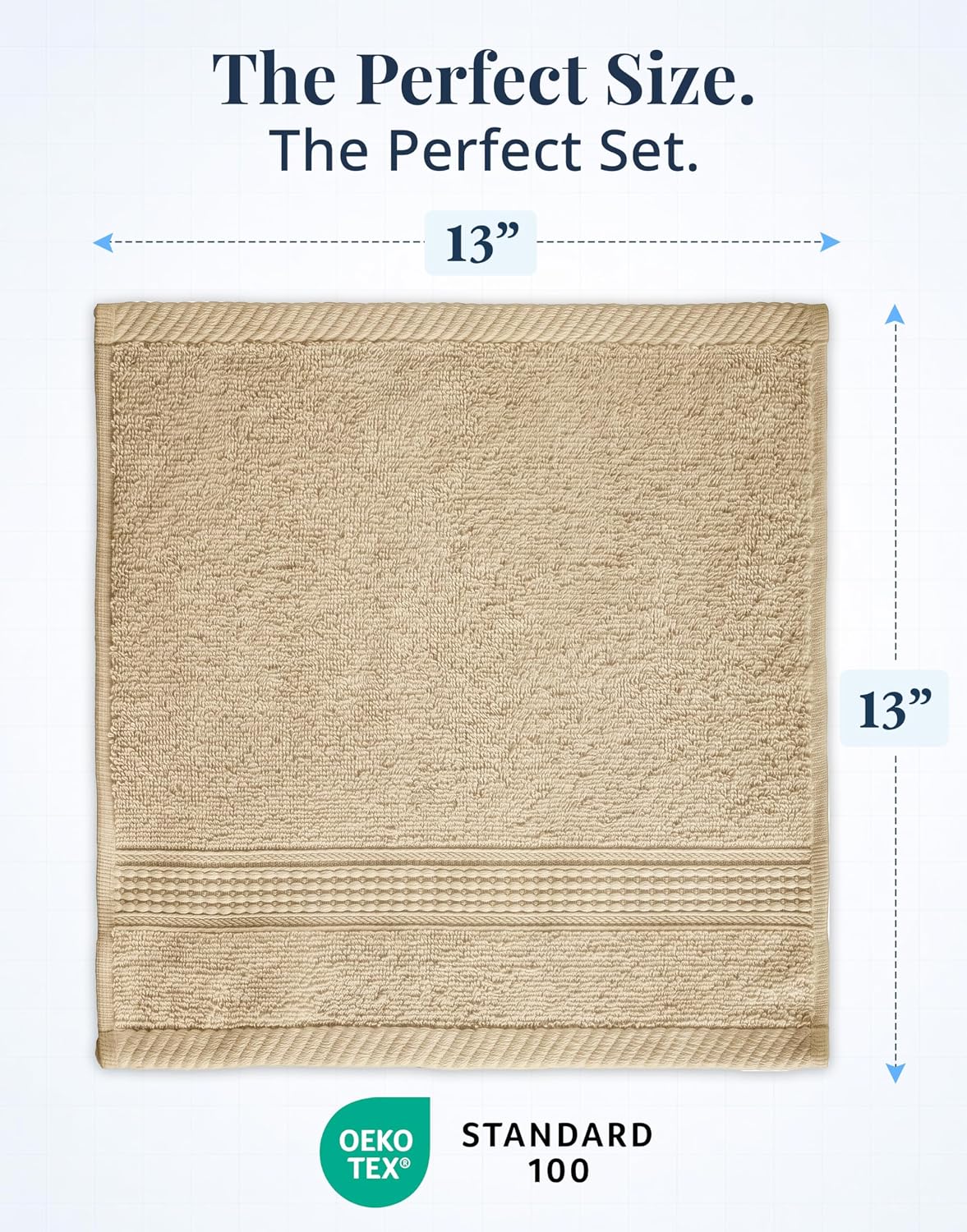 LANE LINEN Washcloths 6 Pack - Spa & Salon Quality - 100% Ring Spun Mercerized Cotton Face Towels - Very Soft & Absorbent Wash Cloths for Body, Beauty, Home, Gym - Fingertip Towels - 13"x13", Taupe