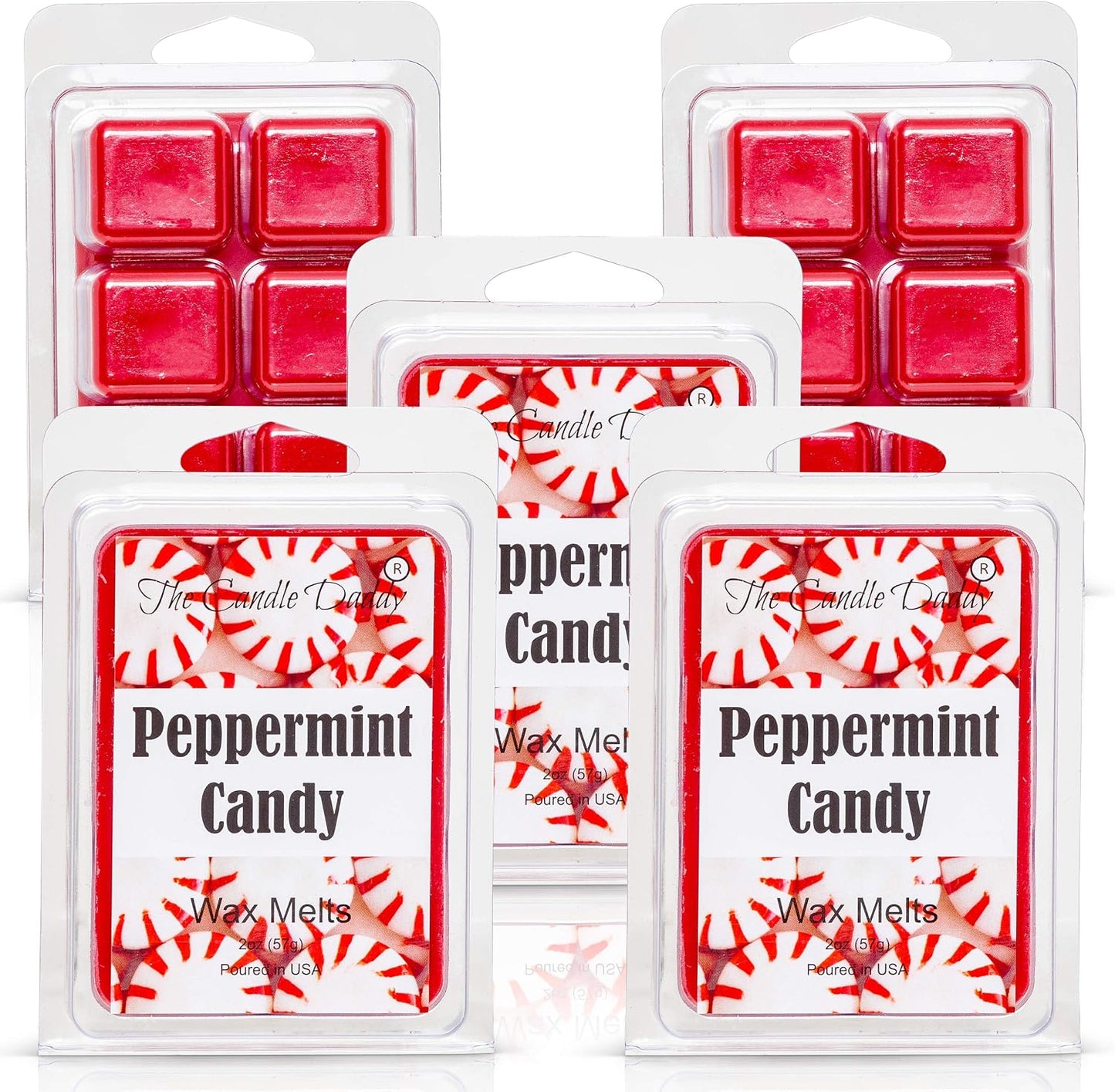 Peppermint Candy - Minty Fresh Scented Melt - Maximum Scent Wax Cubes/Melts- 1 Pack -2 Ounces- 6 Cubes Gift for Women, Men, BFF, Friend, Wife, Mom, Birthday, Sister, Daughter, Long Lasting Wax Tart