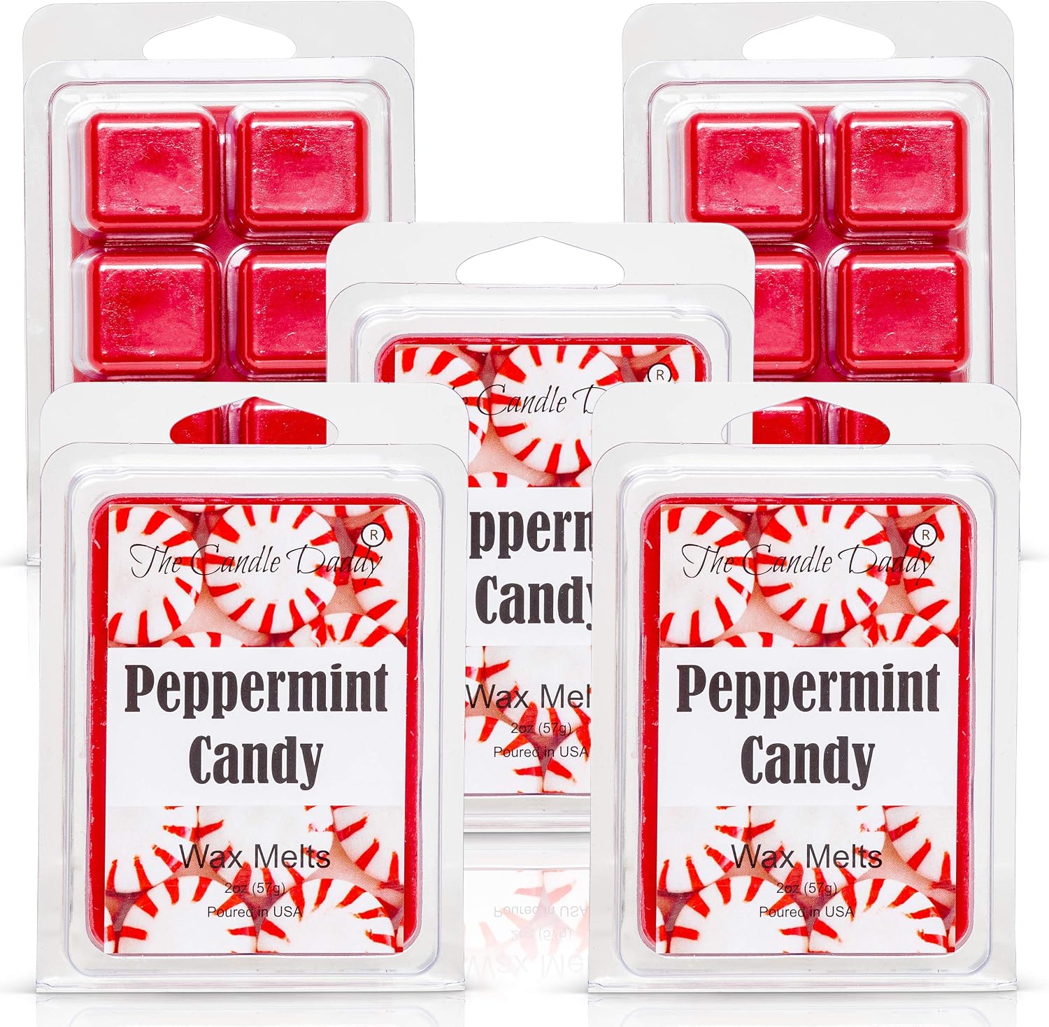 Peppermint Candy - Minty Fresh Scented Melt - Maximum Scent Wax Cubes/Melts- 1 Pack -2 Ounces- 6 Cubes Gift for Women, Men, BFF, Friend, Wife, Mom, Birthday, Sister, Daughter, Long Lasting Wax Tart