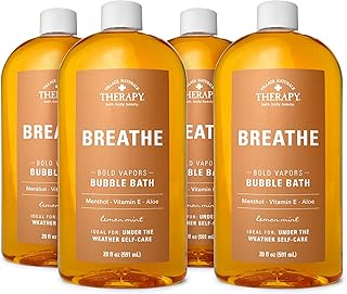 Village Naturals Therapy Breathe Bubble Bath, Lemon Mint Scent, 20 oz, Pack of 4