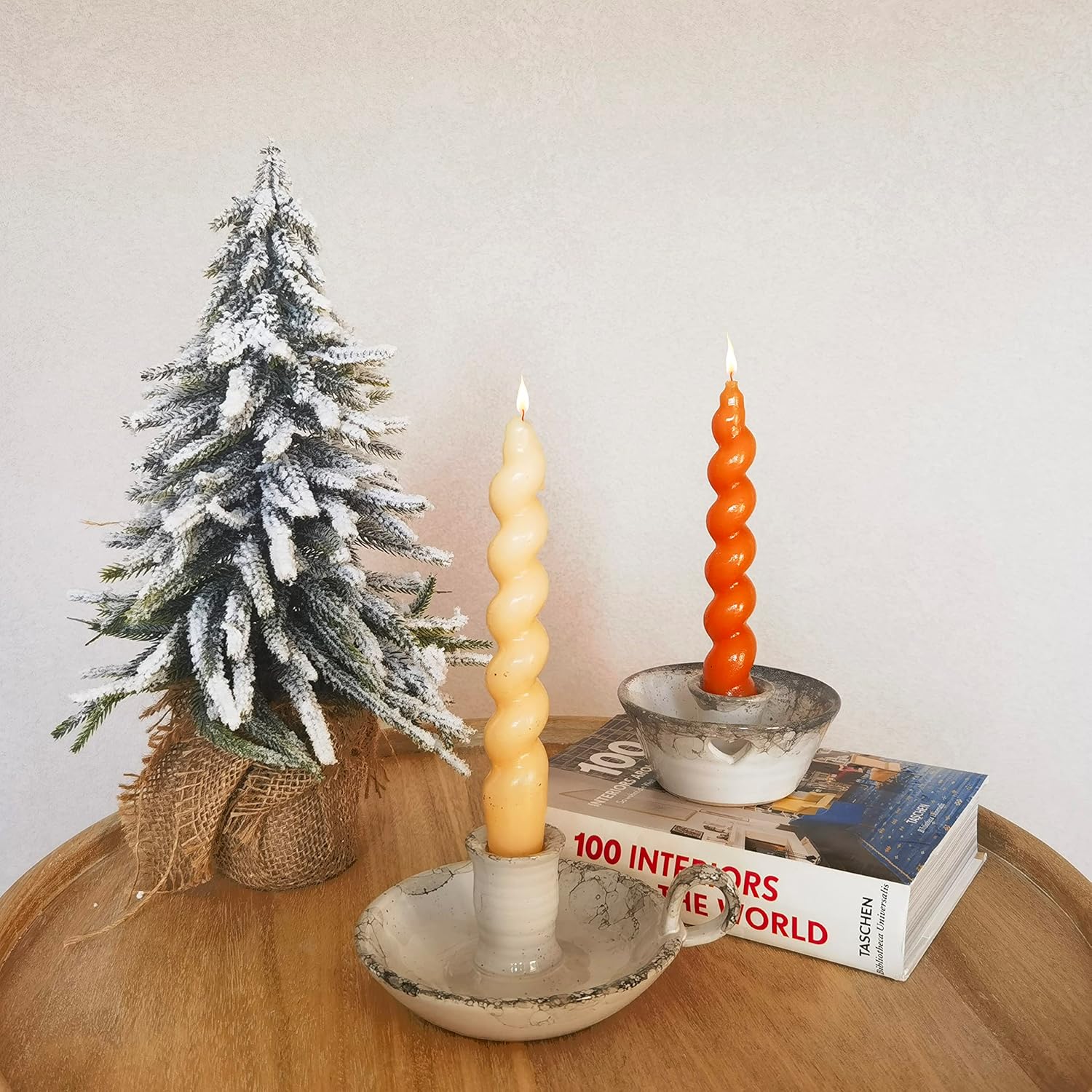 Candle Holder Ceramic Candlestick Holder, Candlelight Stand for Spell Candles, Taper Candles, and Incense, Halloween Christmas Dining Room Home Decoration Display