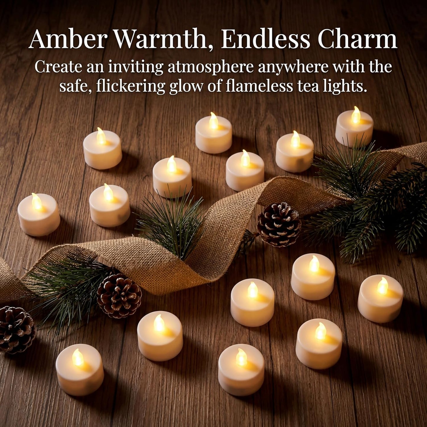 Tea Lights Flameless Battery Operated Candles-LED Flickering Votive Candle Long Lasting 200 Hours,24 Pack Realistic and Bright for Seasonal Festive Celebrations Decoration Warm White