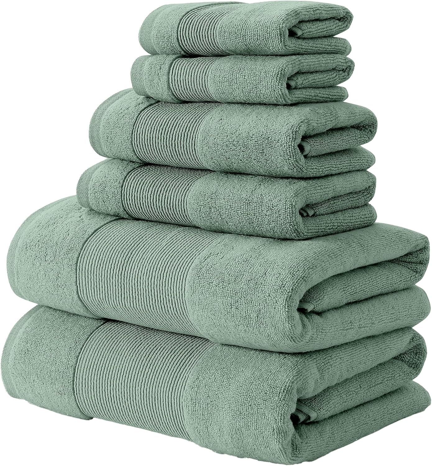 Modern Threads Air Cloud 6-Piece Towel Set - 100% Zero-Twist Cotton, 500 GSM, Quick Dry & Plush, Eucalyptus