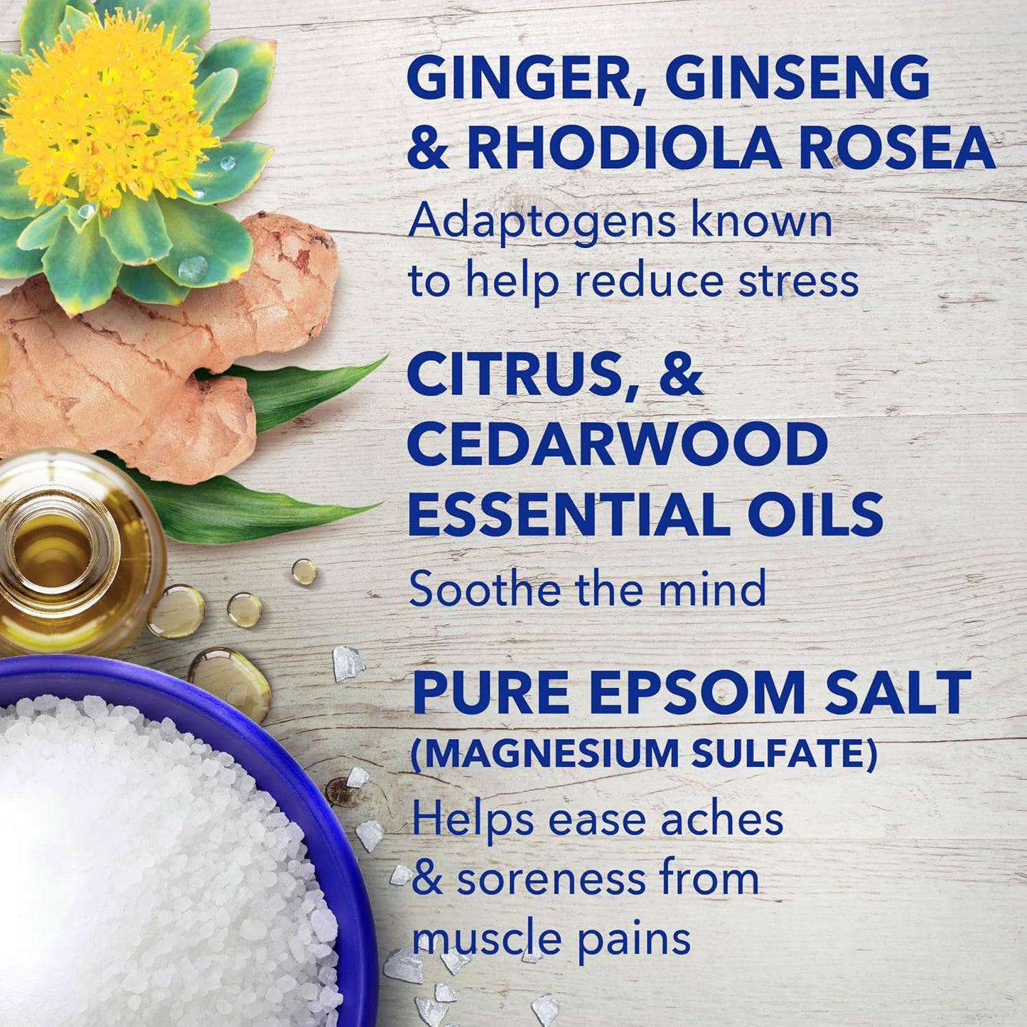 Dr Teal's Epsom Salt Magnesium Soak, Salt Stress Relief with Ginseng & Ginger Essential Oils, 3 lbs (Pack of 4)