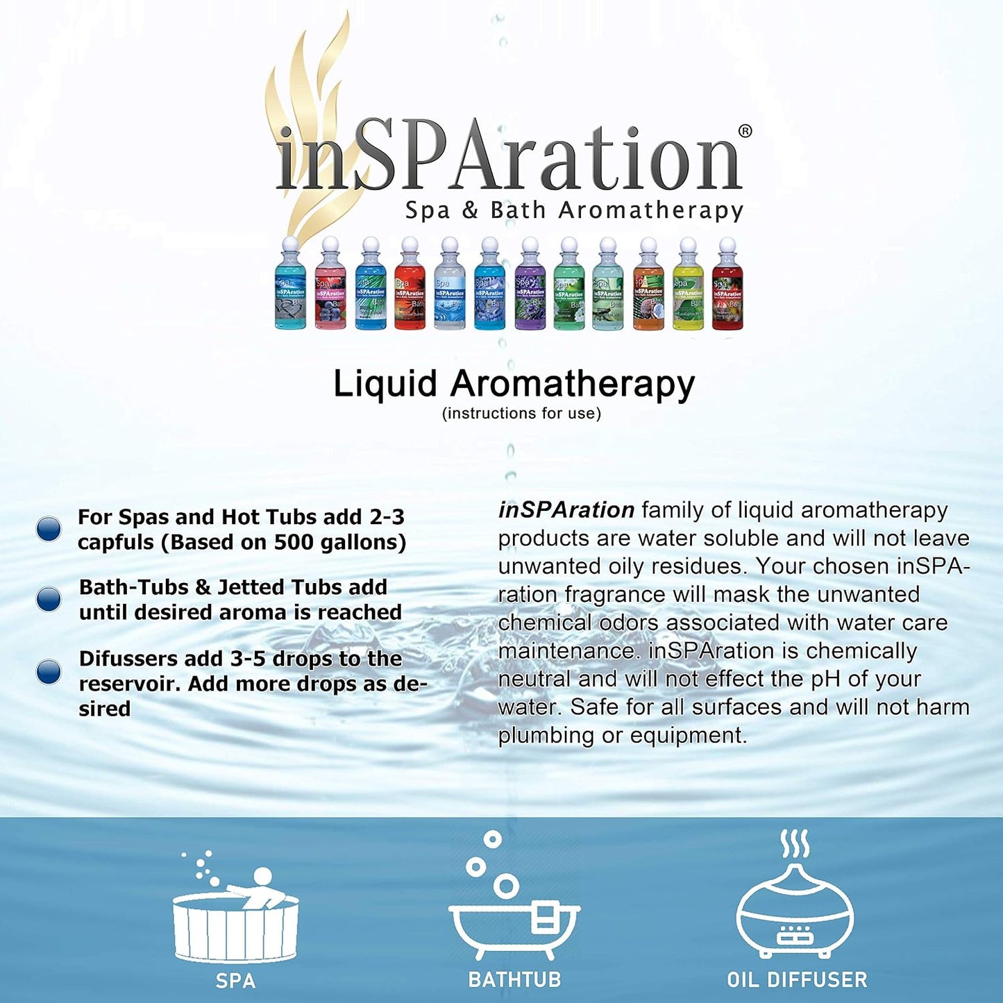 inSPAration Spa and Bath Aromatherapy 118X Spa Liquid, 9-Ounce, Heavenly Honeysuckle