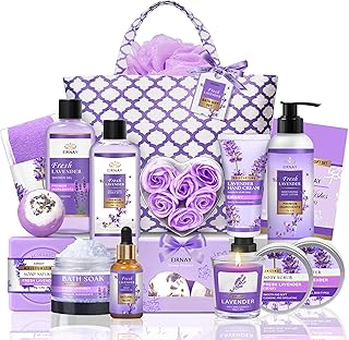 Gift for Women, Spa Gift Baskets for Women - 17pcs Lavender Sets with Body Lotion, Bubble Bath, Relaxing Bath Sets, Birthday Christmas Gifts for Her, Spa Kit for Mom Wife Sister Friend