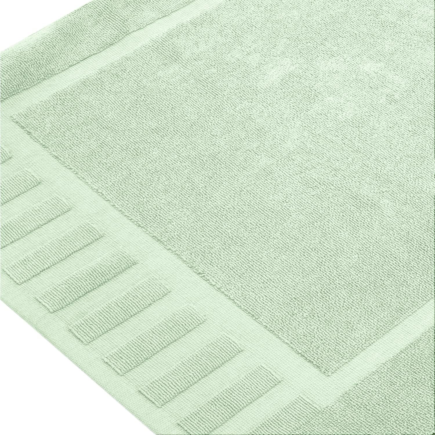 White Classic Luxury Bath Mat Floor Towel Set - Absorbent Cotton Hotel Spa Shower/Bathtub Mats [Not a Bathroom Rug] 22"x34" | 2 Pack | Mint Green