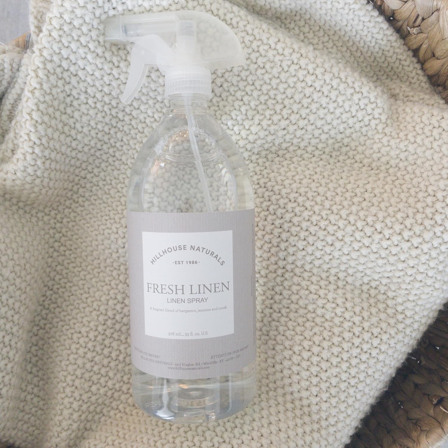 Hillhouse Naturals - Linen Spray - Aromatherapy Spray for Relaxation & Sleep - Refresh Bedding, Curtains & More - With Citrus, Bergamot, Rose & Musk - Made in the USA - Fresh Linen Scent - 1 L