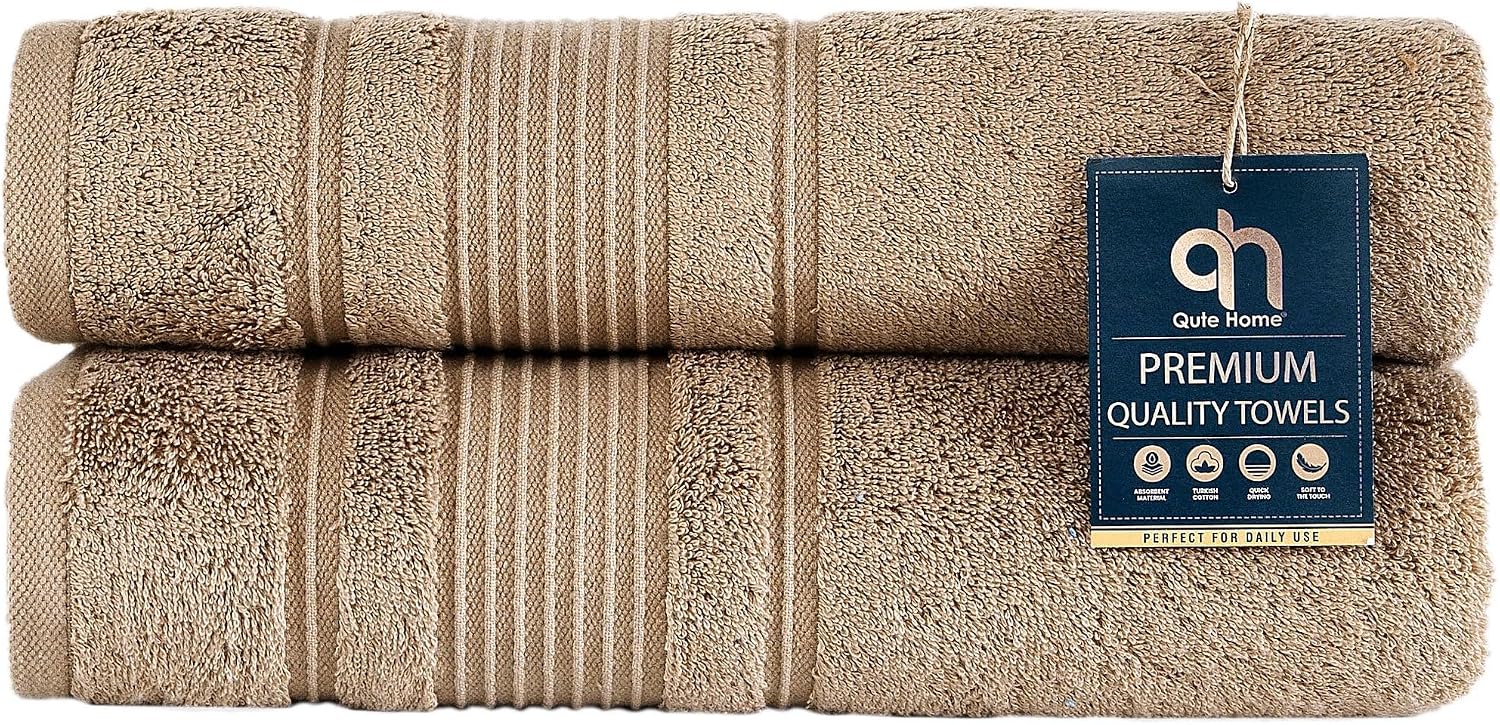 Personalized Custom 2-Piece Bath Towels Set – 100% Cotton, Soft & Absorbent – Embroidered Name or Monogram – Hotel Towels for Bathroom, Spa, Hotel, Wedding & Gift – Brown