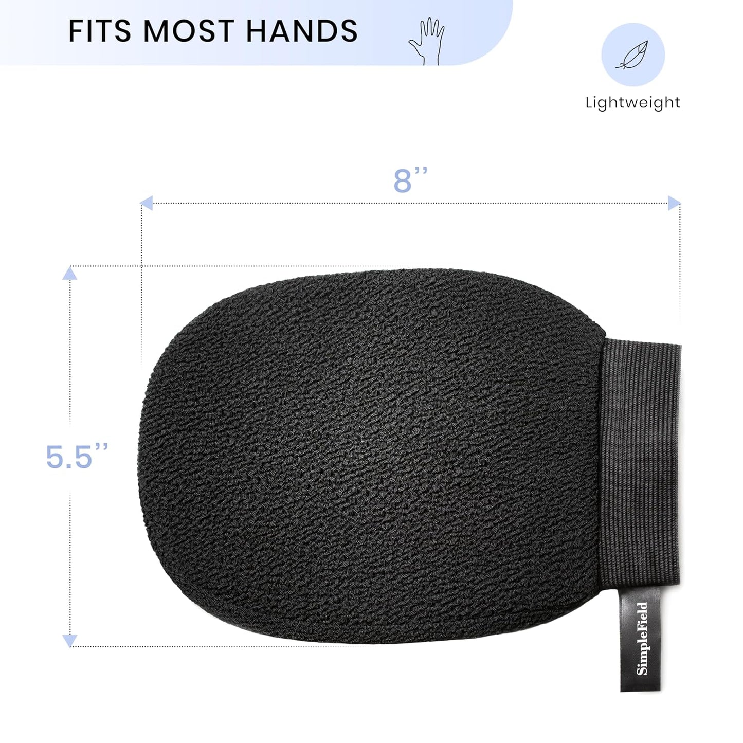 SimpleField Korean Exfoliating Mitt for Remove Dead Skin. 2 Pack 100% Viscose Kessa Deep Exfoliating Gloves for Body Scrub, Keratosis Pilaris and Self Tanning Removal. Easily Smooth Skin Surface.