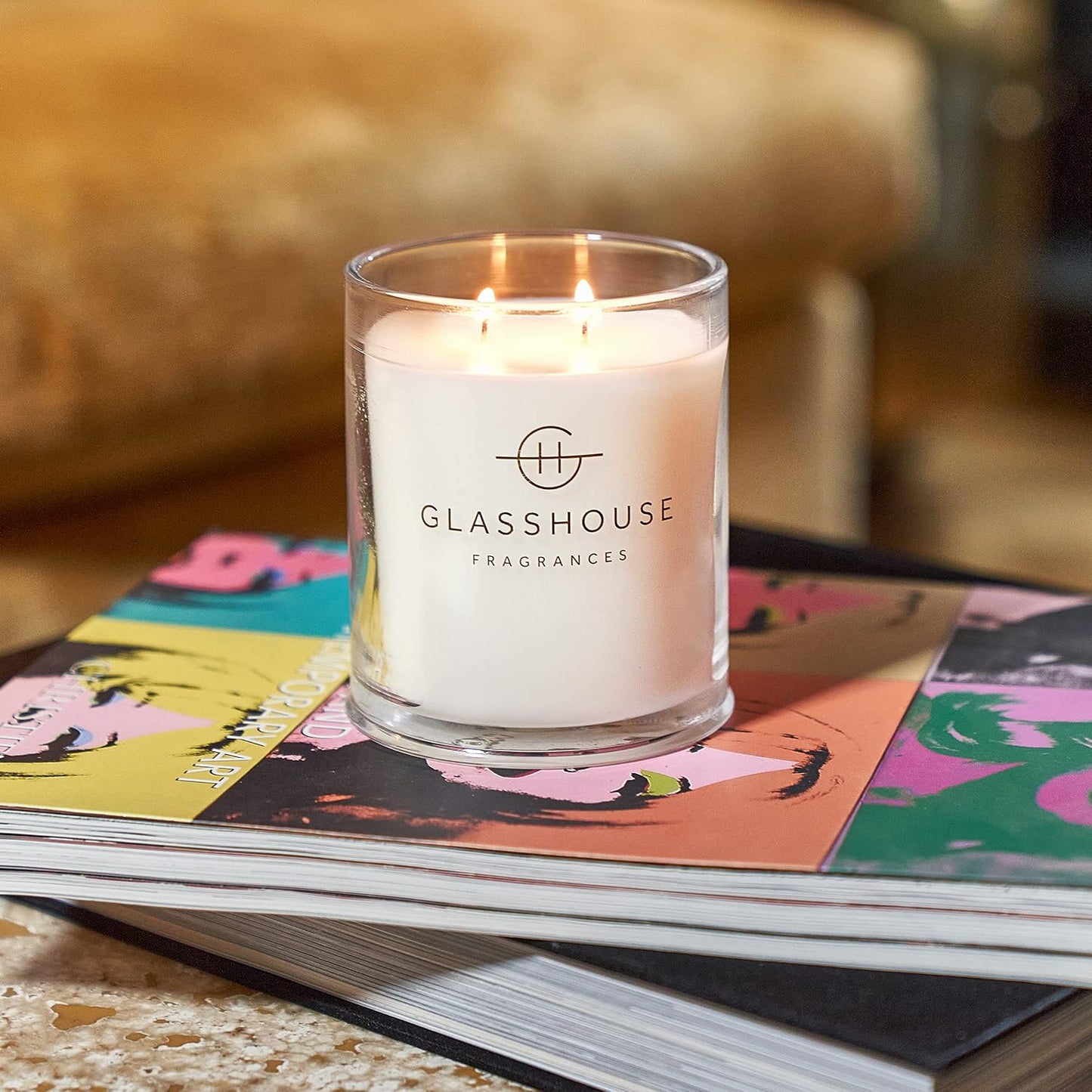 Glasshouse Fragrances Lost in Amalfi Candle, Triple Scented Natural Soy Wax Blend, 2 Wicks & Glass Jar, 65 Hour Burn Time, Sea Mist, 13.4 Oz (380g)